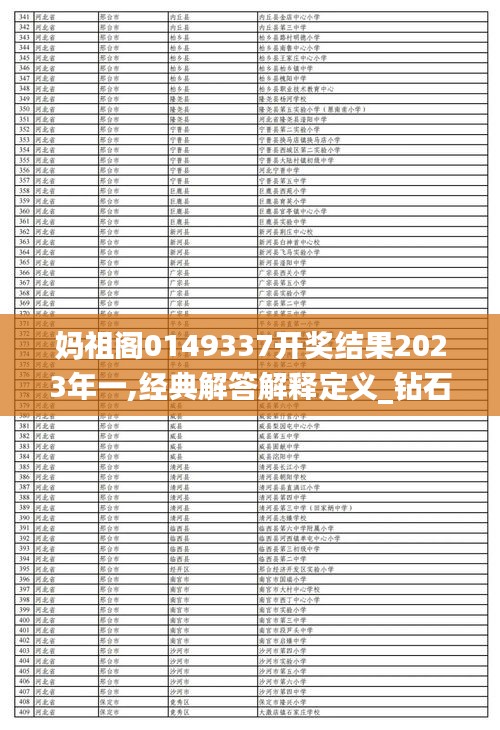 妈祖阁0149337开奖结果2023年一,经典解答解释定义_钻石版14.813
